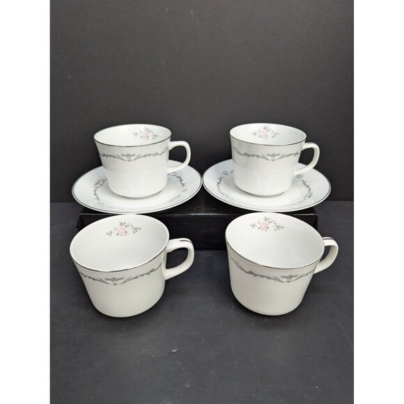 Signature Collection Select Fine China Petite Bouquet 114 4 Teacup and 2 Saucer - Picture 1 of 11